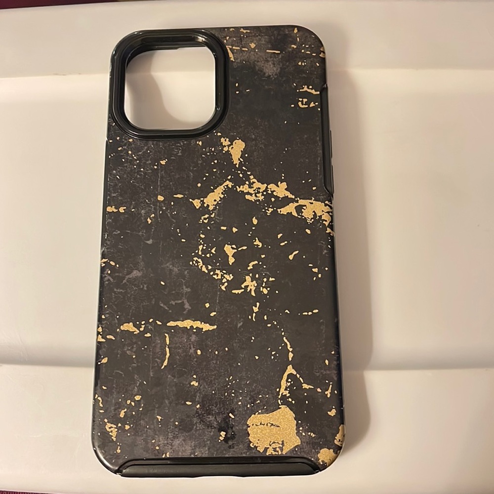 iPhone 12 max pro case. Black and gold marble